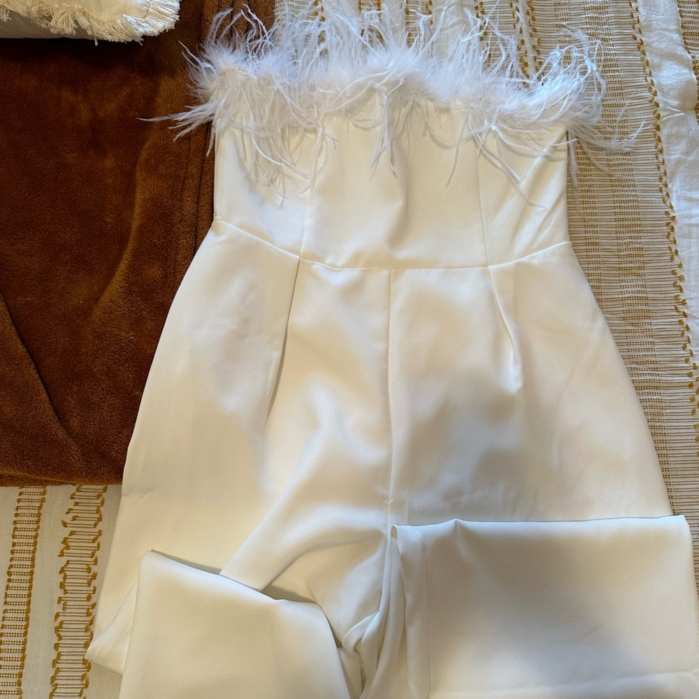Feather bridal romper